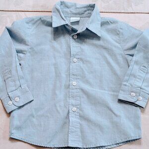 NWOT Edgehill Collection Boys Blue Button Up Shirt 24M Collared Linen Style